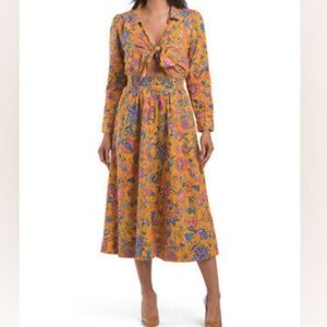 House of Harlow 1960 Revolve Cheyna Orange Floral Bohemian Midi Dress - Size XS